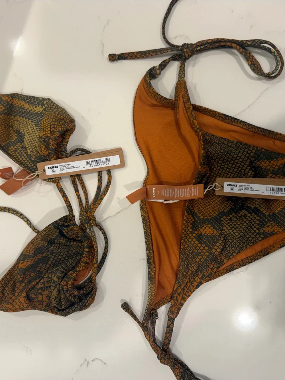 NWT SKIMS Forest ombré Snake triangle bikini top